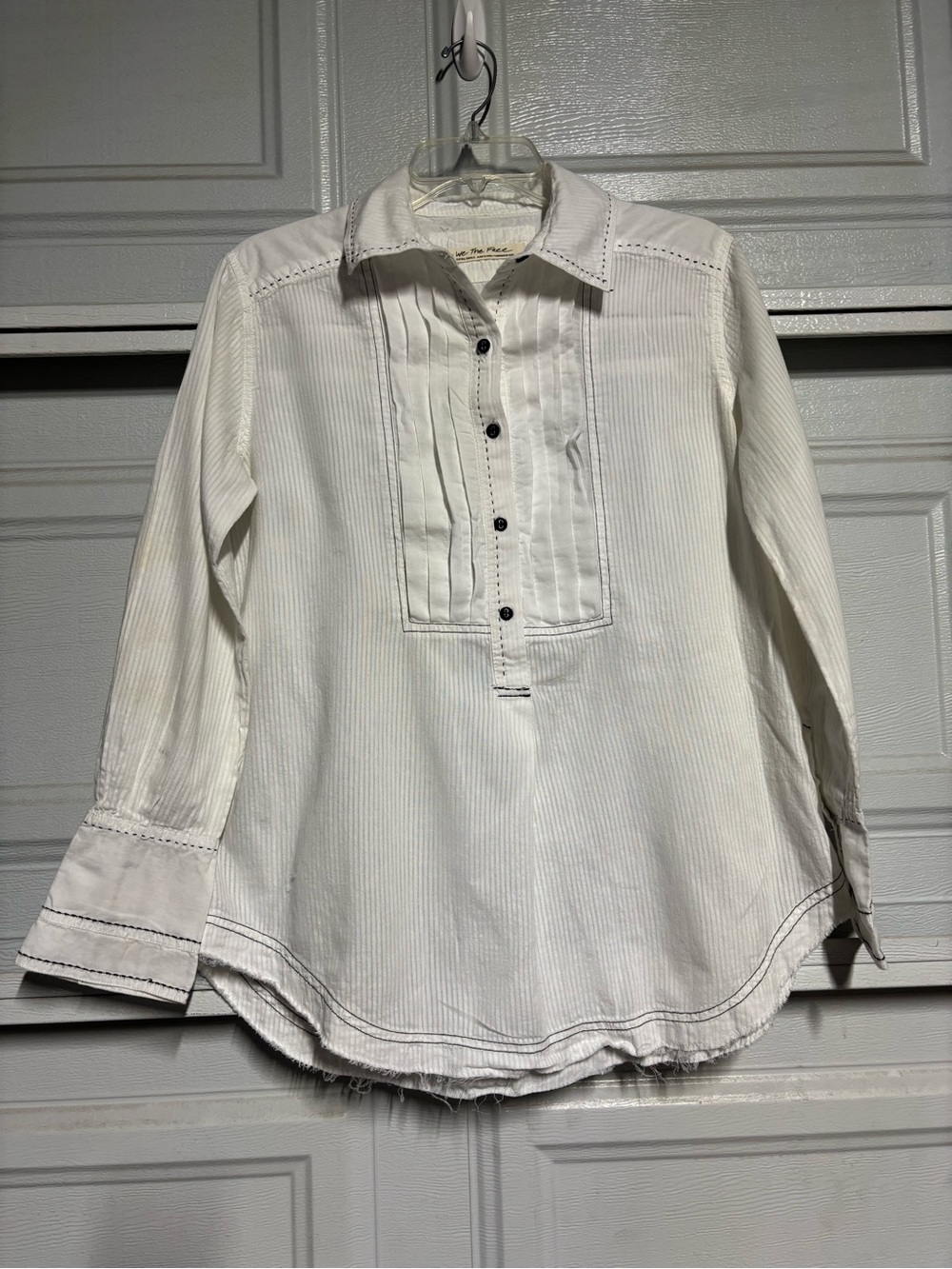 We The Free White Long-Sleeve Button Popover Shirt